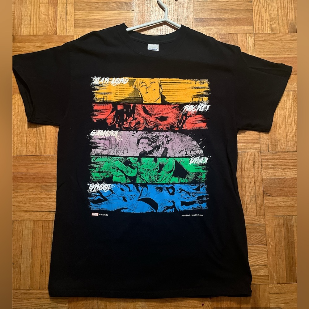 Guardians of the galaxy black print graphic t shirt size medium M